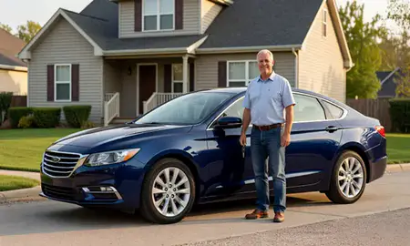 Car delivered to a driveway in Clinton, Iowa, United States