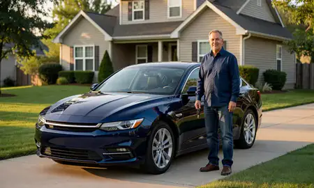 Car delivered to a driveway in Clive, Iowa, United States