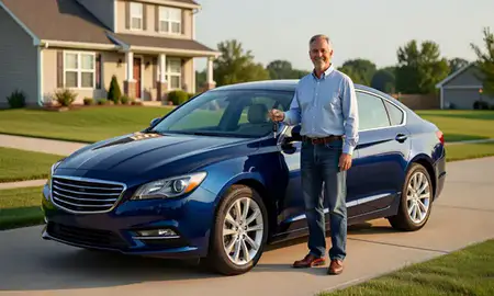 Car delivered to a driveway in Coralville, Iowa, United States