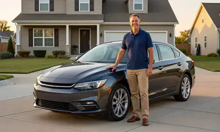 Customer with their delivered car in Council Bluffs, Iowa, United States