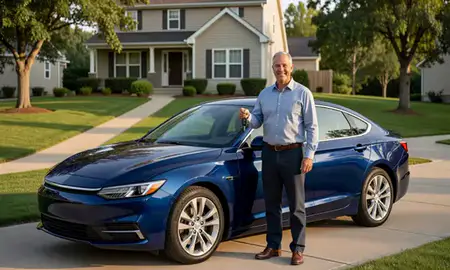 Car delivered to a driveway in Davenport, Iowa, United States