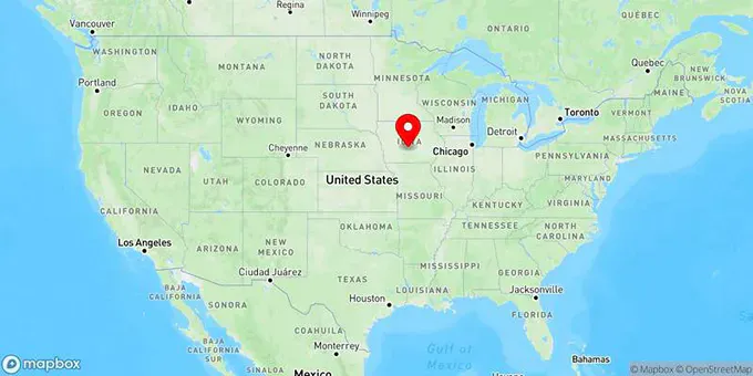 Map of Des Moines, Iowa, United States