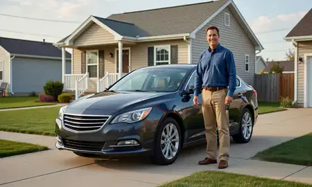 Car delivered to a driveway in Dubuque, Iowa, United States