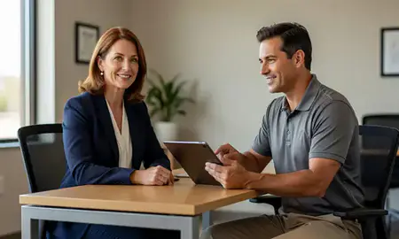 Customer discussing car shipping options in Dubuque, Iowa, United States