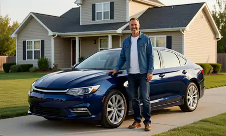 Customer with their delivered car in Fort Dodge, Iowa, United States