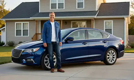 Customer with their delivered car in Indianola, Iowa, United States
