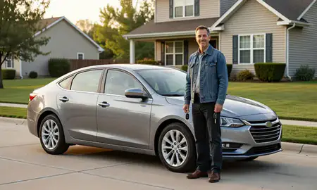 Car delivered to a driveway in Indianola, Iowa, United States