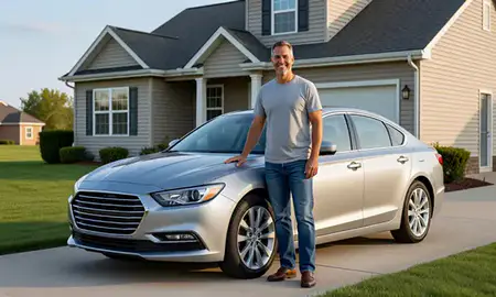 Customer with their delivered car in Johnston, Iowa, United States