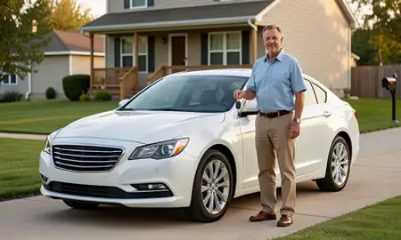 Car delivered to a driveway in Johnston, Iowa, United States
