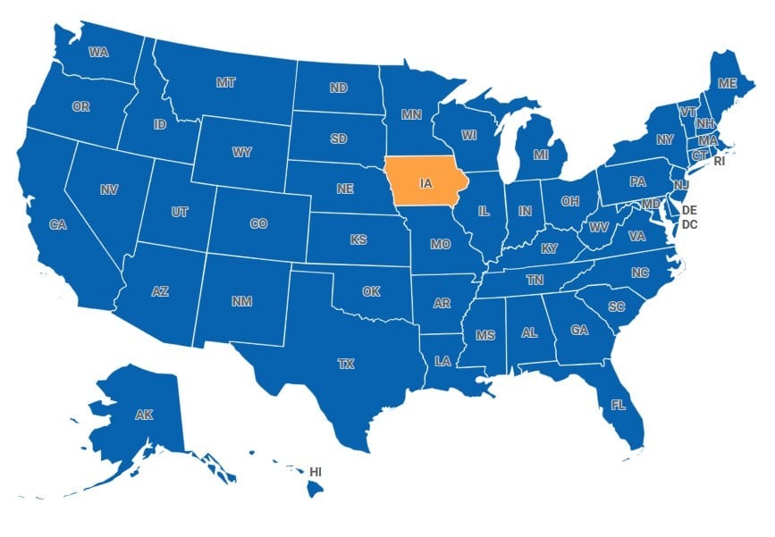 Map of Iowa, USA