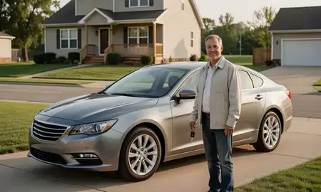 Car delivered to a driveway in Marion, Iowa, United States