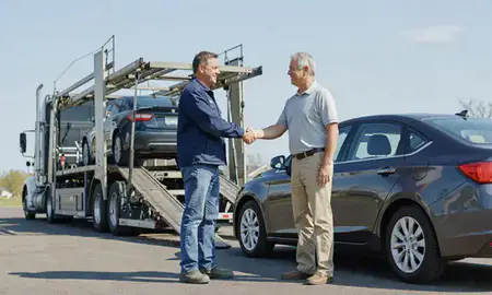 Vehicle owner beside their delivered car in Marion, Iowa, United States