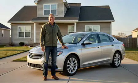 Customer with their delivered car in Marshalltown, Iowa, United States