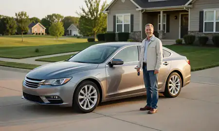 Car delivered to a driveway in Marshalltown, Iowa, United States