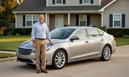 Customer with their delivered car in Newton, Iowa, United States