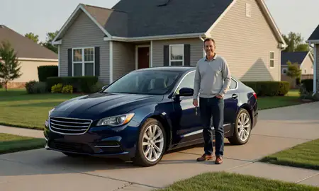 Car delivered to a driveway in North Liberty, Iowa, United States