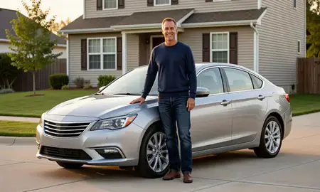 Customer with their delivered car in Ottumwa, Iowa, United States