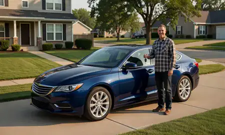 Car delivered to a driveway in Ottumwa, Iowa, United States