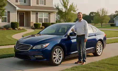 Car delivered to a driveway in Sioux City, Iowa, United States