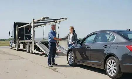 Vehicle owner beside their delivered car in Sioux City, Iowa, United States