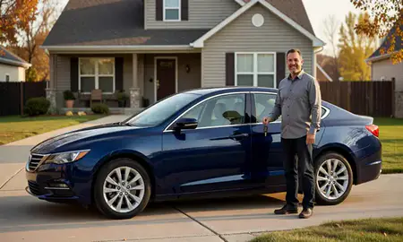 Car delivered to a driveway in Urbandale, Iowa, United States