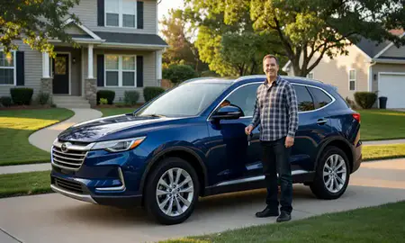 Car delivered to a driveway in Waterloo, Iowa, United States
