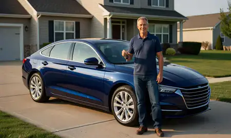 Car delivered to a driveway in Waukee, Iowa, United States