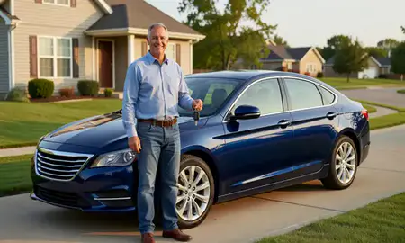 Car delivered to a driveway in Andover, Kansas, United States