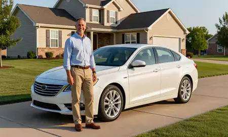 Customer with their delivered car in Derby, Kansas, United States