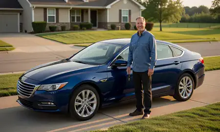 Car delivered to a driveway in Derby, Kansas, United States