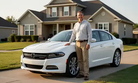 Customer with their delivered car in Dodge City, Kansas, United States