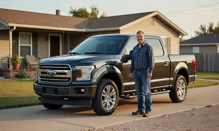 Car delivered to a driveway in Dodge City, Kansas, United States