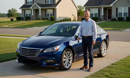Car delivered to a driveway in El Dorado, Kansas, United States