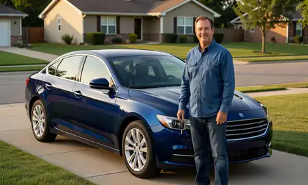 Car delivered to a driveway in Garden City, Kansas, United States