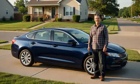 Car delivered to a driveway in Gardner, Kansas, United States