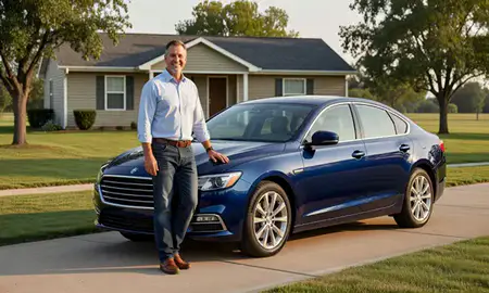 Customer with their delivered car in Great Bend, Kansas, United States