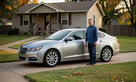 Car delivered to a driveway in Great Bend, Kansas, United States
