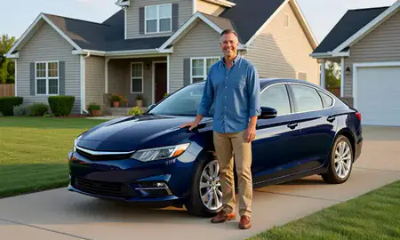 Customer with their delivered car in Hutchinson, Kansas, United States