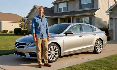 Customer with their delivered car in Junction City, Kansas, United States