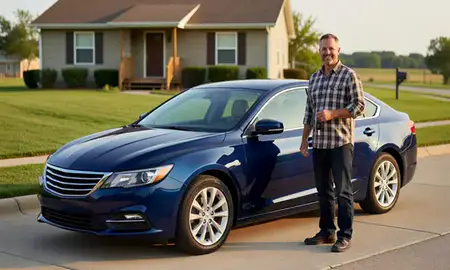 Car delivered to a driveway in Junction City, Kansas, United States