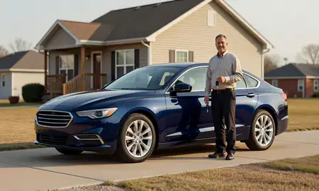 Car delivered to a driveway in Kansas City, Kansas, United States