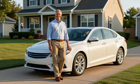 Customer with their delivered car in Lawrence, Kansas, United States