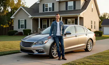 Customer with their delivered car in Leavenworth, Kansas, United States