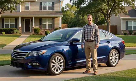 Car delivered to a driveway in Leavenworth, Kansas, United States