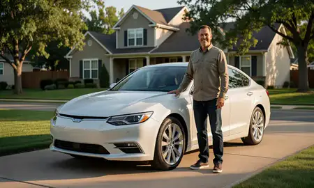 Customer with their delivered car in Leawood, Kansas, United States