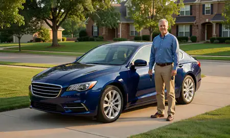 Car delivered to a driveway in Leawood, Kansas, United States