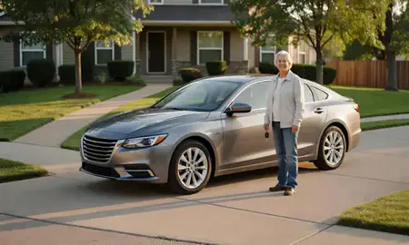 Car delivered to a driveway in Lenexa, Kansas, United States