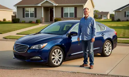 Car delivered to a driveway in Liberal, Kansas, United States