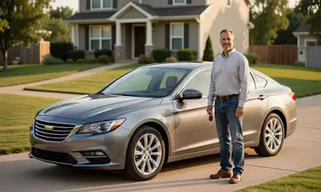 Car delivered to a driveway in Manhattan, Kansas, United States