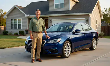 Customer with their delivered car in Newton, Kansas, United States